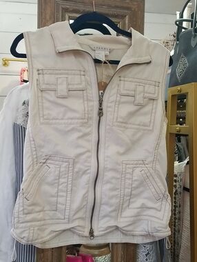 SPANNER Beige Utility Vest with Front Zip